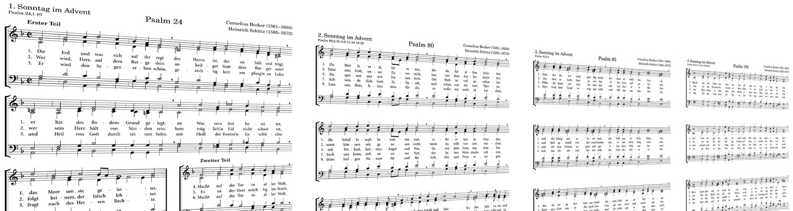 Becker-Psalter, Wochenpsalmen 1.-4. Advent (Ausschnitte); Foto: Rufus Brodersen